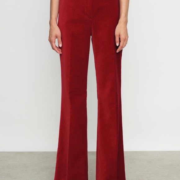 Reiss Crimson Velvet Wide-Leg Trousers - Picture 7 of 10